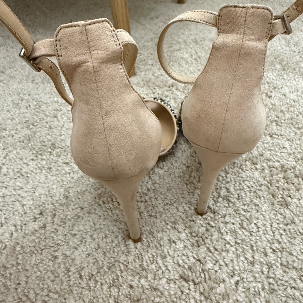 Zara Nude Studded Peep-Toe Heels - Picture 5 of 8
